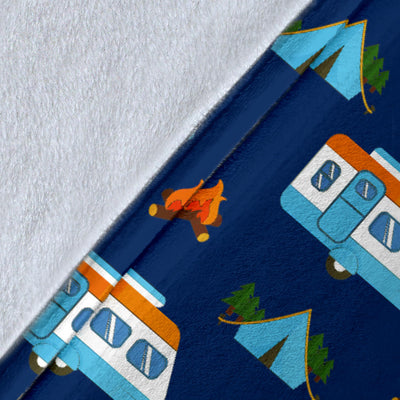 Camper Pattern Camping Themed No 3 Print Fleece Blanket