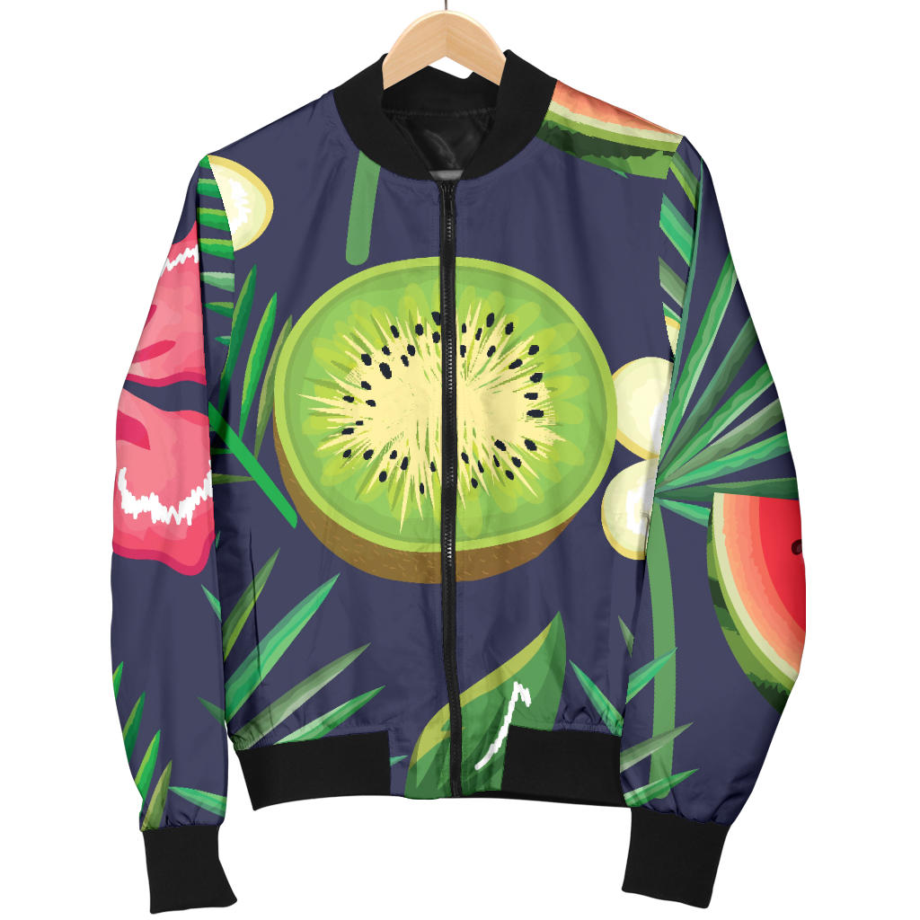 Tropical Fruits Pattern Print Design TF05 Women Bomber Jacket