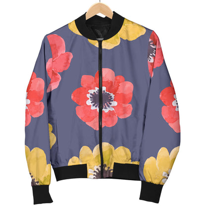 Anemone Pattern Print Design AM010 Men Bomber Jacket