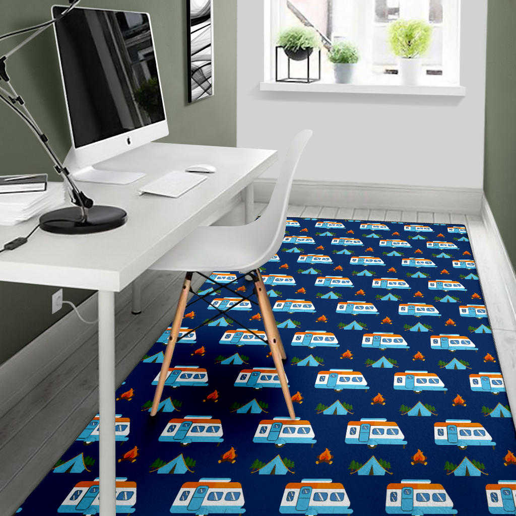 Camper Pattern Camping Themed No 3 Print Area Rugs