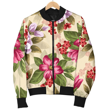 Summer Floral Pattern Print Design SF08 Women Bomber Jacket