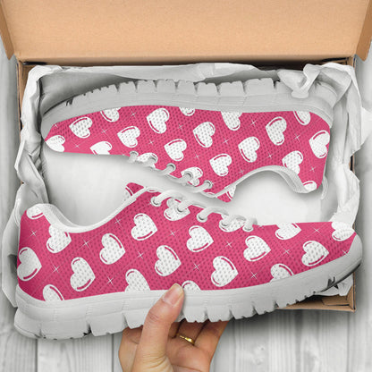 Heart Pattern Print Design HE07 Sneakers White Bottom Shoes