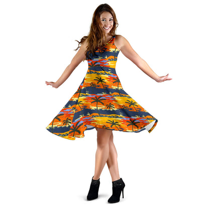 Palm Tree Pattern Print Design PT010 Midi Dress