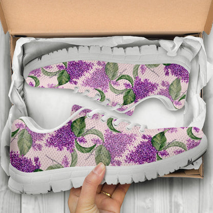 Lilac Pattern Print Design LI02 Sneakers White Bottom Shoes