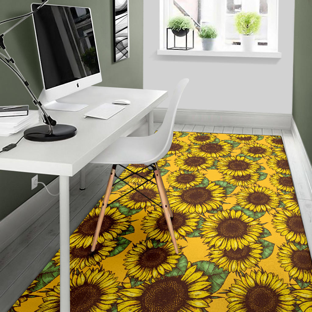 Sunflower Pattern Print Design SF04 Area Rugs
