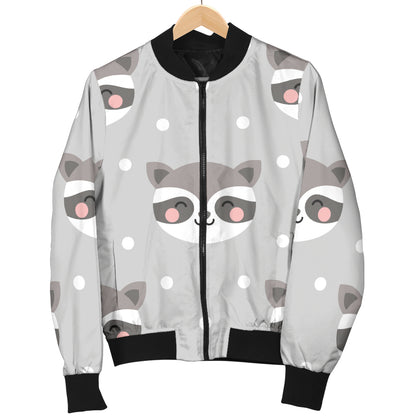 Raccoon Pattern Print Design A04 Women's Bomber Jacket