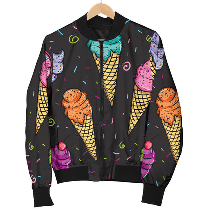 Ice Cream Pattern Print Design IC06 Men Bomber Jacket