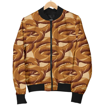 Bagel Pattern Print Design 02 Women's Bomber Jacket