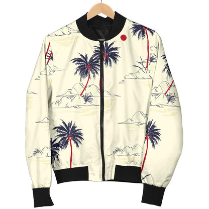 Palm Tree Pattern Print Design PT08 Women Bomber Jacket