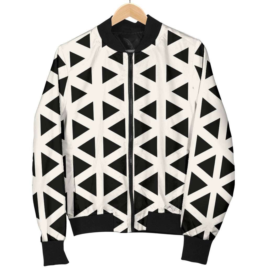 Geometric Black White Pattern Print Design 03 Women's Bomber Jacket