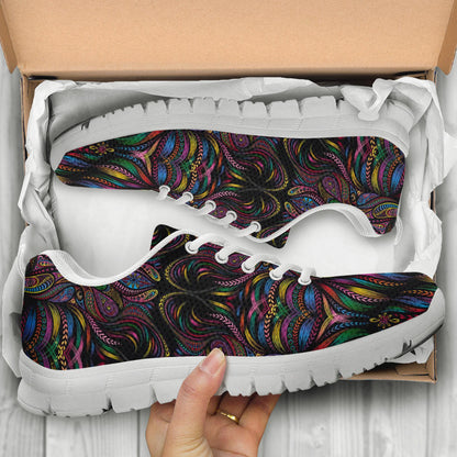 Colorful Art Wolf  Sneakers White Bottom Shoes