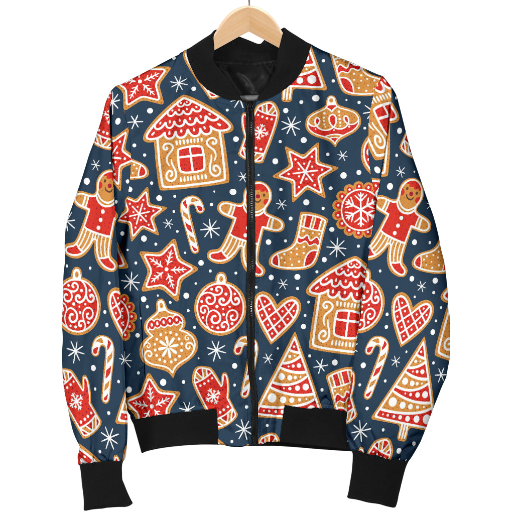Gingerbread Pattern Print Design 03 Women's Bomber Jacket
