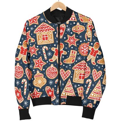 Gingerbread Pattern Print Design 03 Women's Bomber Jacket