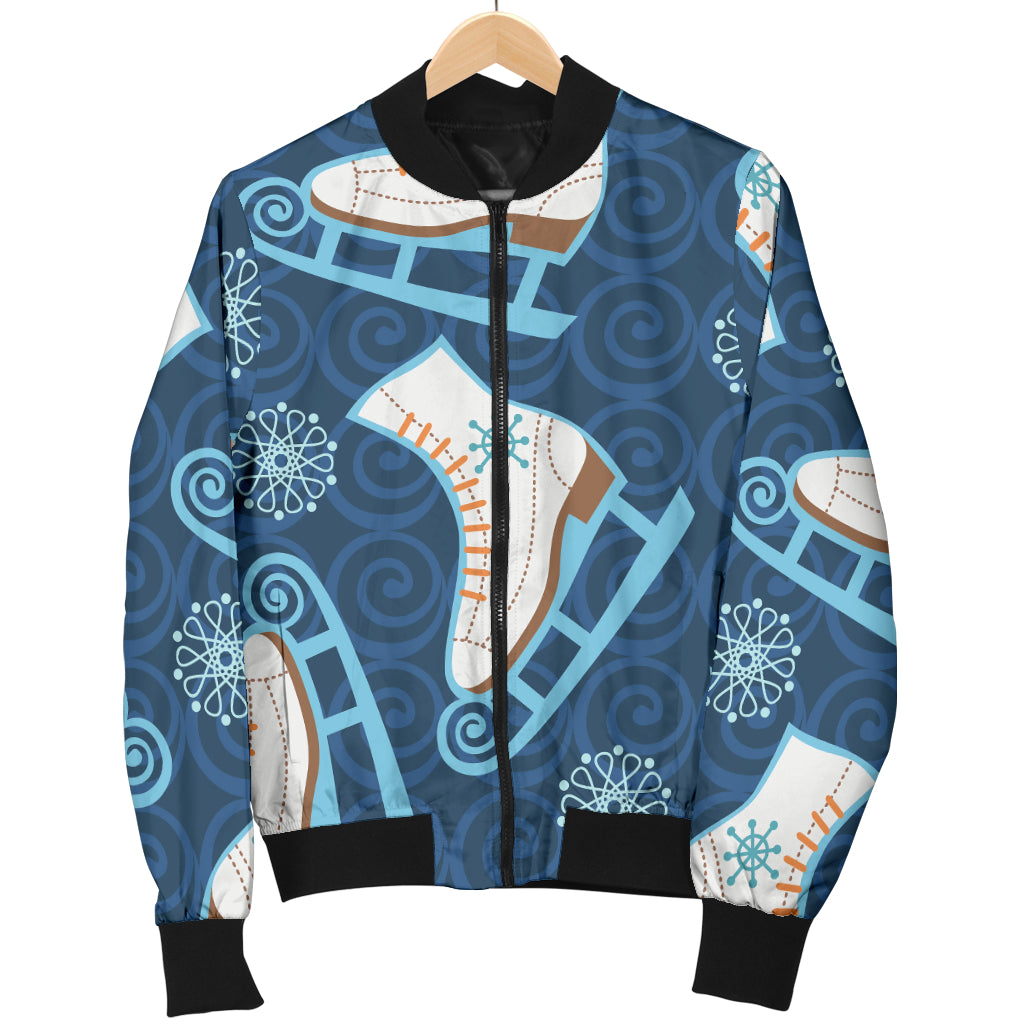 Ice Skate Pattern Print Design 01 Women's Bomber Jacket