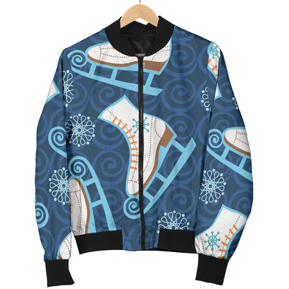 Ice Skate Pattern Print Design 01 Women's Bomber Jacket
