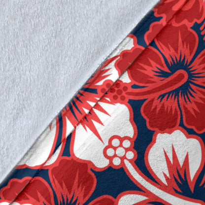Red Hibiscus Pattern Print Design HB01 Fleece Blanket