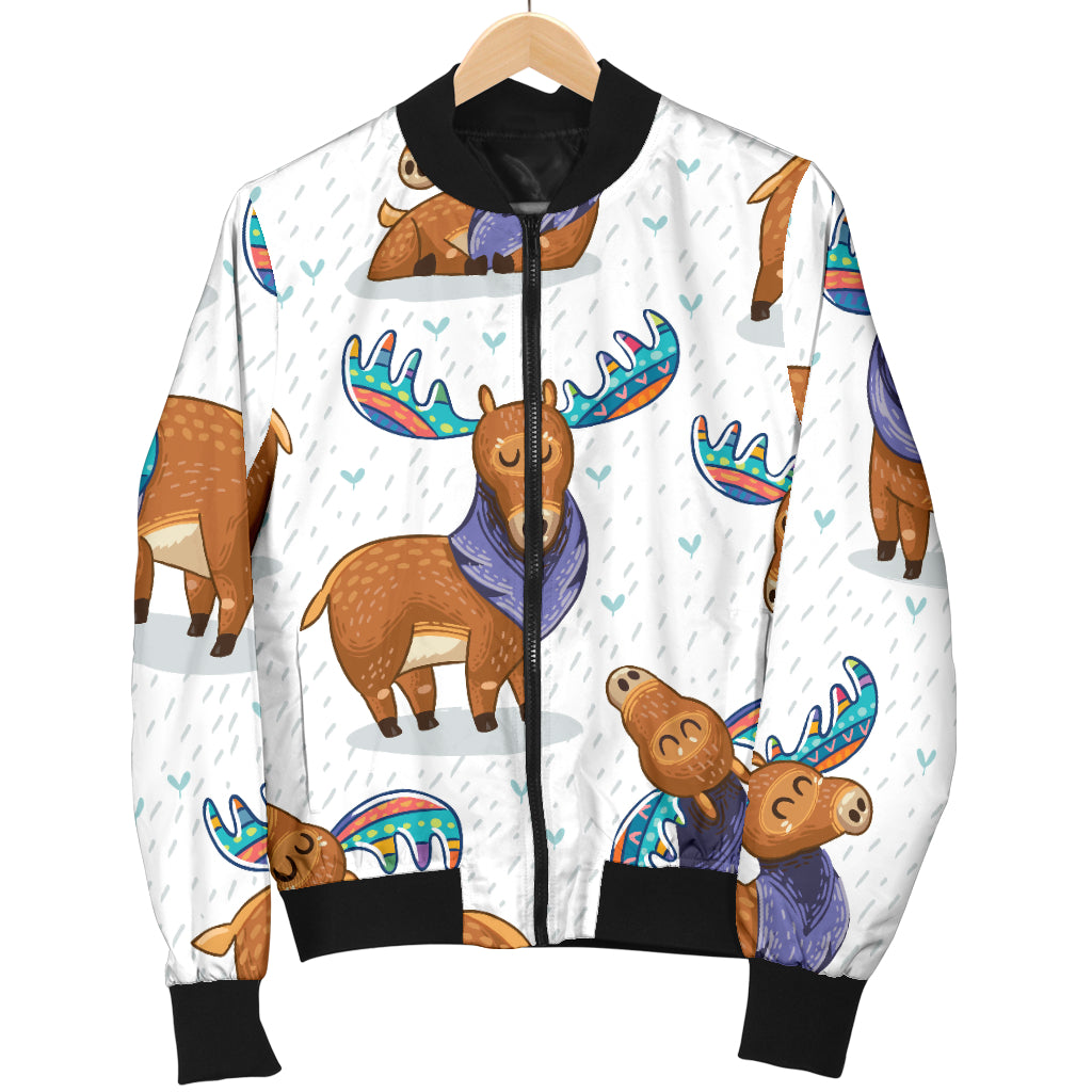 Moose Cute Pattern Print Design 01 Women's Bomber Jacket