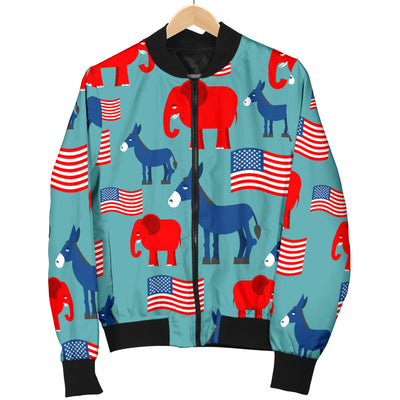 Donkey Red Elephant Pattern Print Design 03 Women's Bomber Jacket