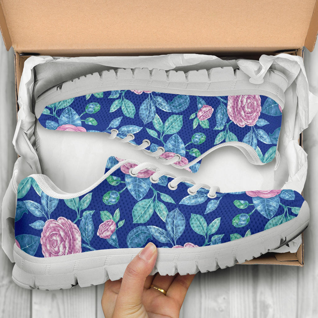 Camellia Pattern Print Design CM05 Sneakers White Bottom Shoes