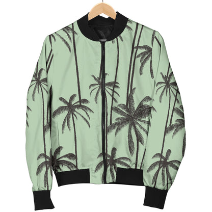 Palm Tree Pattern Print Design A04 Women's Bomber Jacket