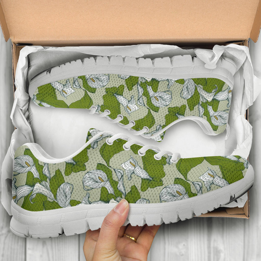 Lily Pattern Print Design LY08 Sneakers White Bottom Shoes