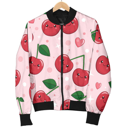 Cherry Pattern Print Design CH02 Women Bomber Jacket