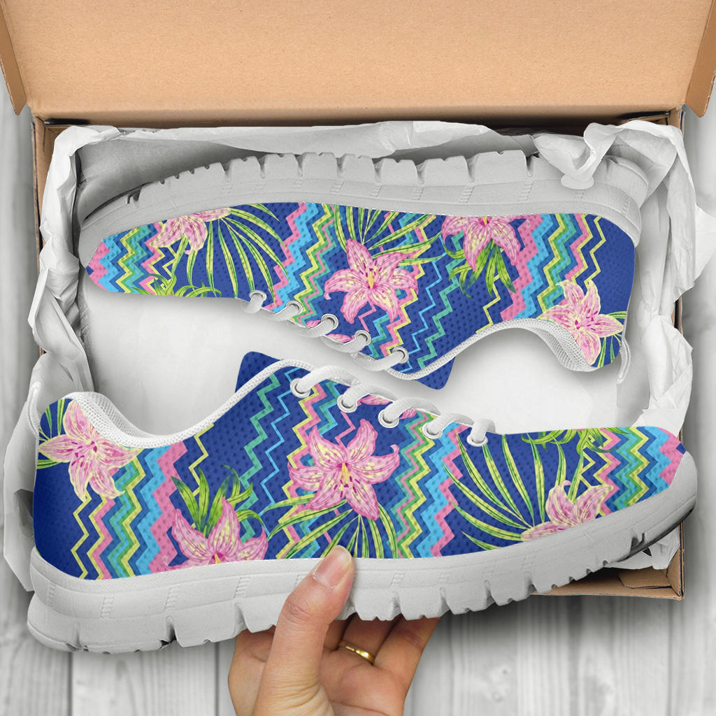 Lily Pattern Print Design LY015 Sneakers White Bottom Shoes