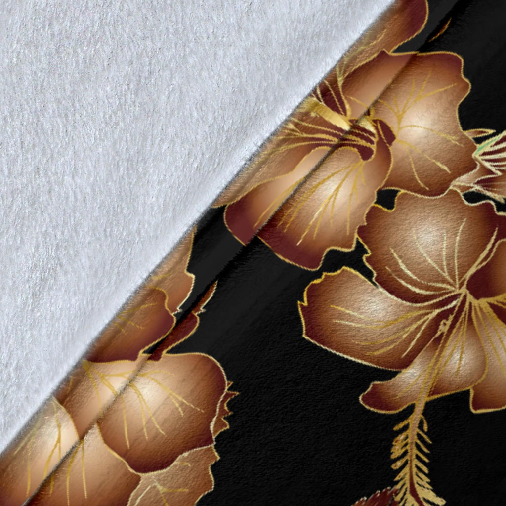 Brown Hibiscus Pattern Print Design HB06 Fleece Blanket