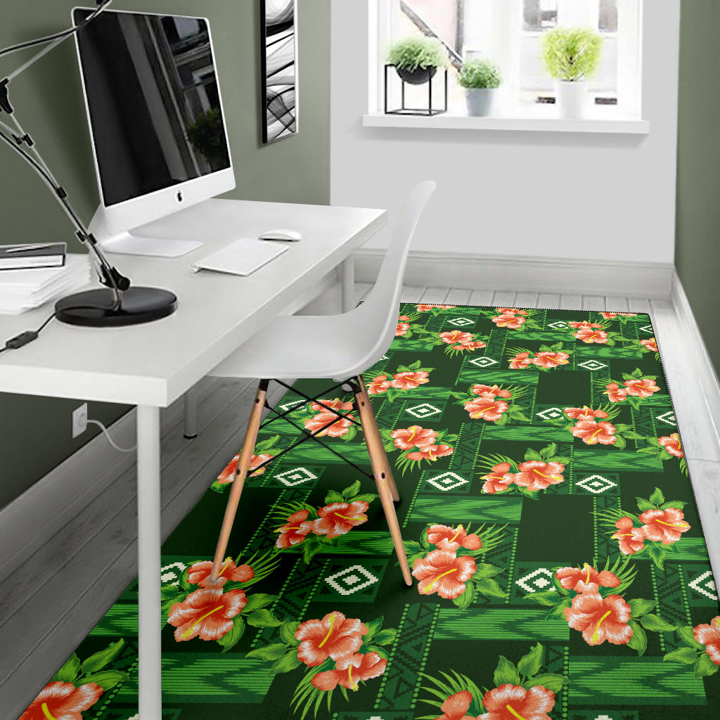 Hibiscus Pattern Print Design HB05 Area Rugs