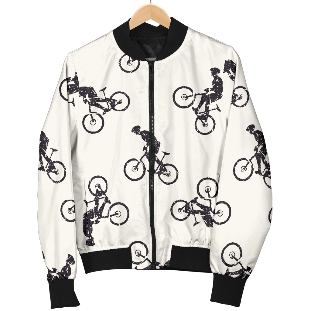 Mountain bike Pattern Print Design 01 Women's Bomber Jacket