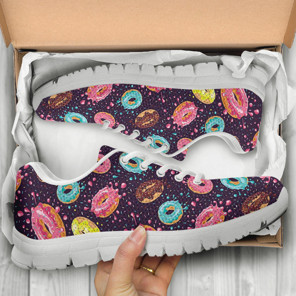 Donut Pattern Print Design DN03 Sneakers White Bottom Shoes