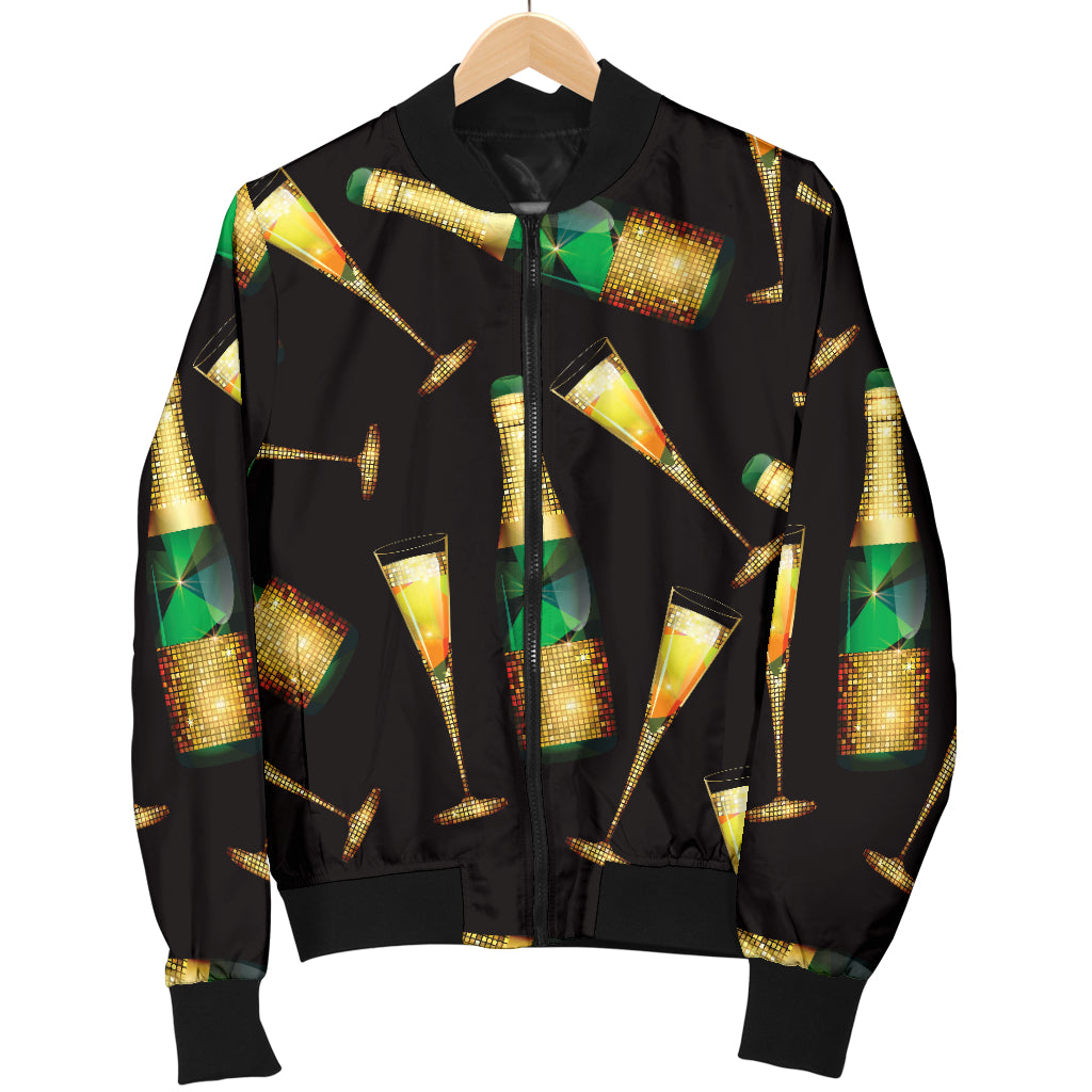Champagne Pattern Print Design 02 Women's Bomber Jacket