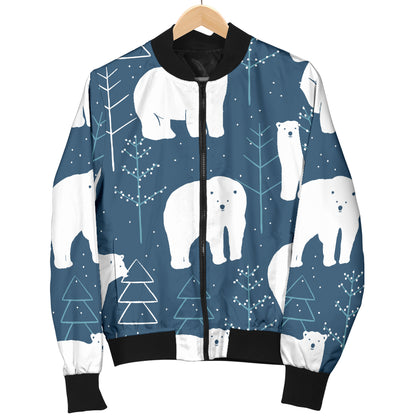 Polar Bear Pattern Print Design A01 Women's Bomber Jacket