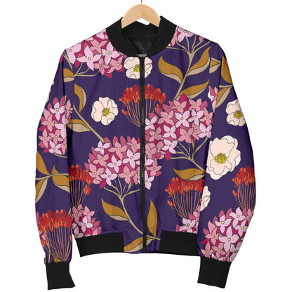 Hydrangea Pattern Print Design HD010 Men Bomber Jacket