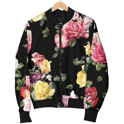 Rose Pattern Print Design RO010 Men Bomber Jacket