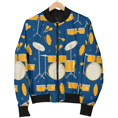 Drum Set Pattern Print Design 03 Women's Bomber Jacket
