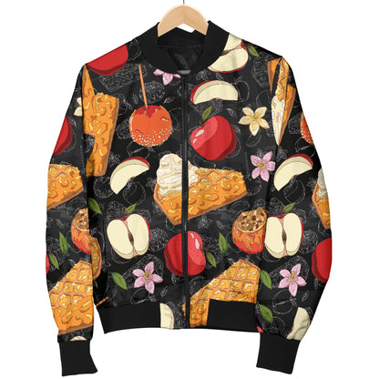 Apple Pie Pattern Print Design 01 Women's Bomber Jacket