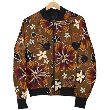 Hawaiian Themed Pattern Print Design H01 Women Bomber Jacket