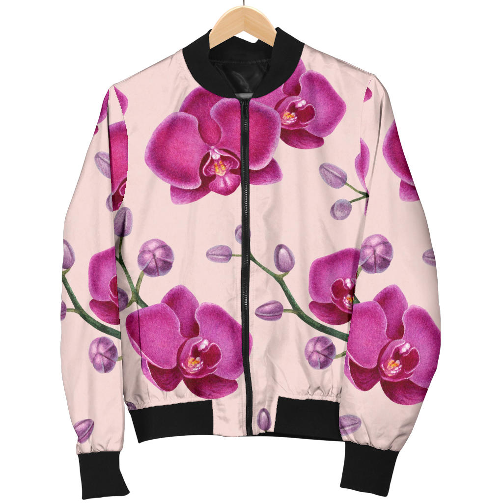 Orchid Purple Pattern Print Design OR04 Men Bomber Jacket
