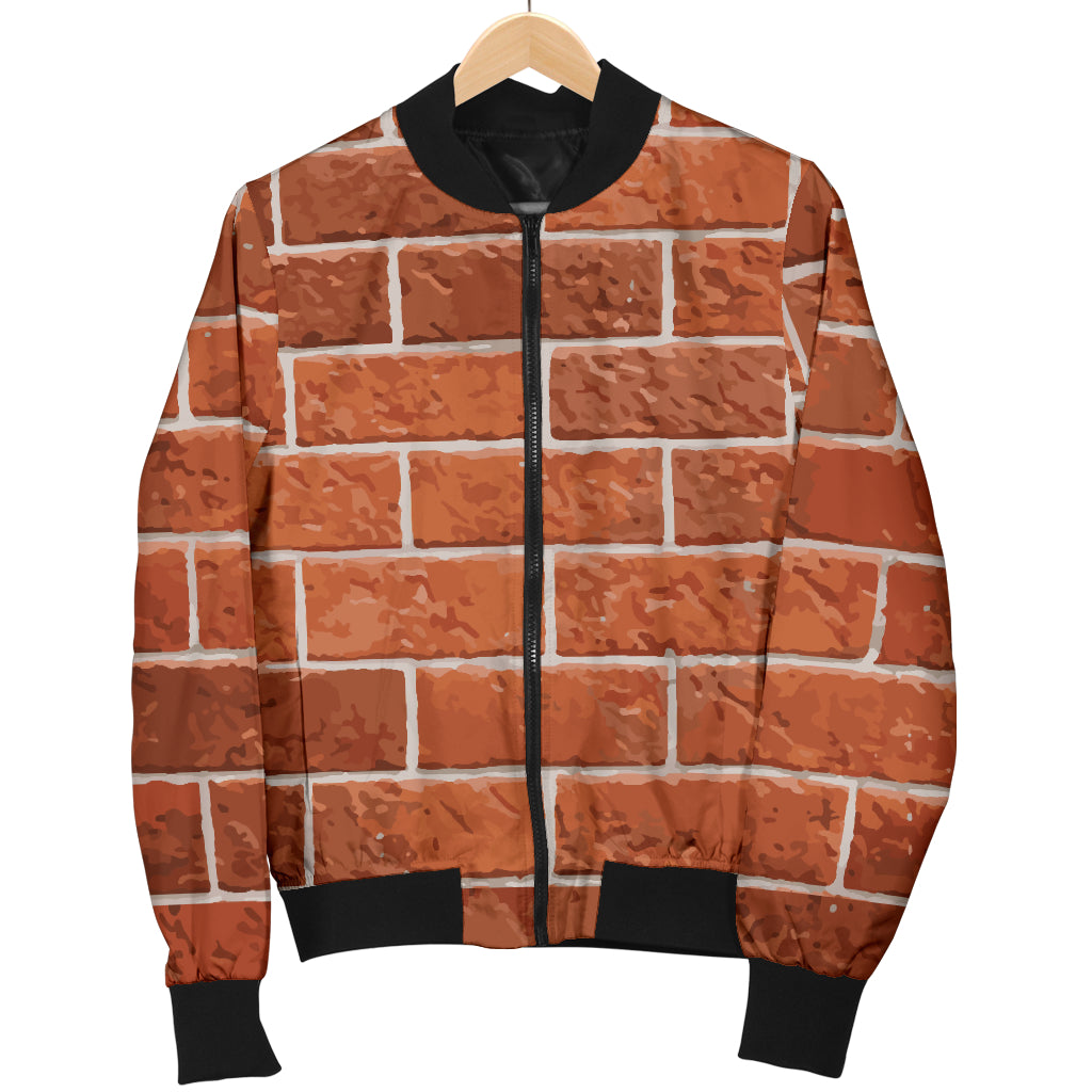 Brick Brown Pattern Print Design 02 Women's Bomber Jacket