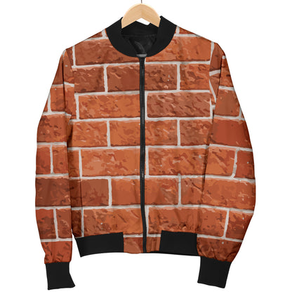 Brick Brown Pattern Print Design 02 Women's Bomber Jacket