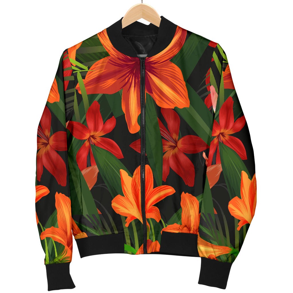 Amaryllis Pattern Print Design AL05 Men Bomber Jacket
