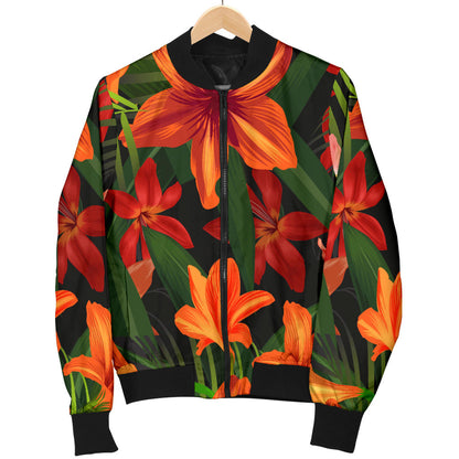 Amaryllis Pattern Print Design AL05 Men Bomber Jacket