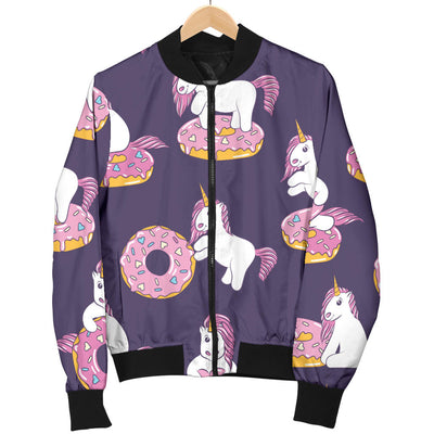 Donut Unicorn Pattern Print Design DN011 Women Bomber Jacket