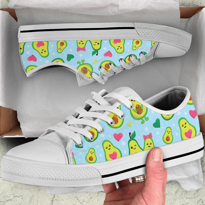 Avocado Pattern Print Design AC09 White Bottom Low Top Shoes