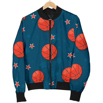 Basketball Pattern Print Design 02 Women's Bomber Jacket