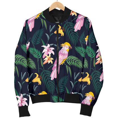 Cockatoo Pattern Print Design 03 Women's Bomber Jacket