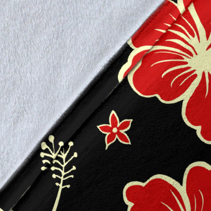 Red Hibiscus Pattern Print Design HB021 Fleece Blanket