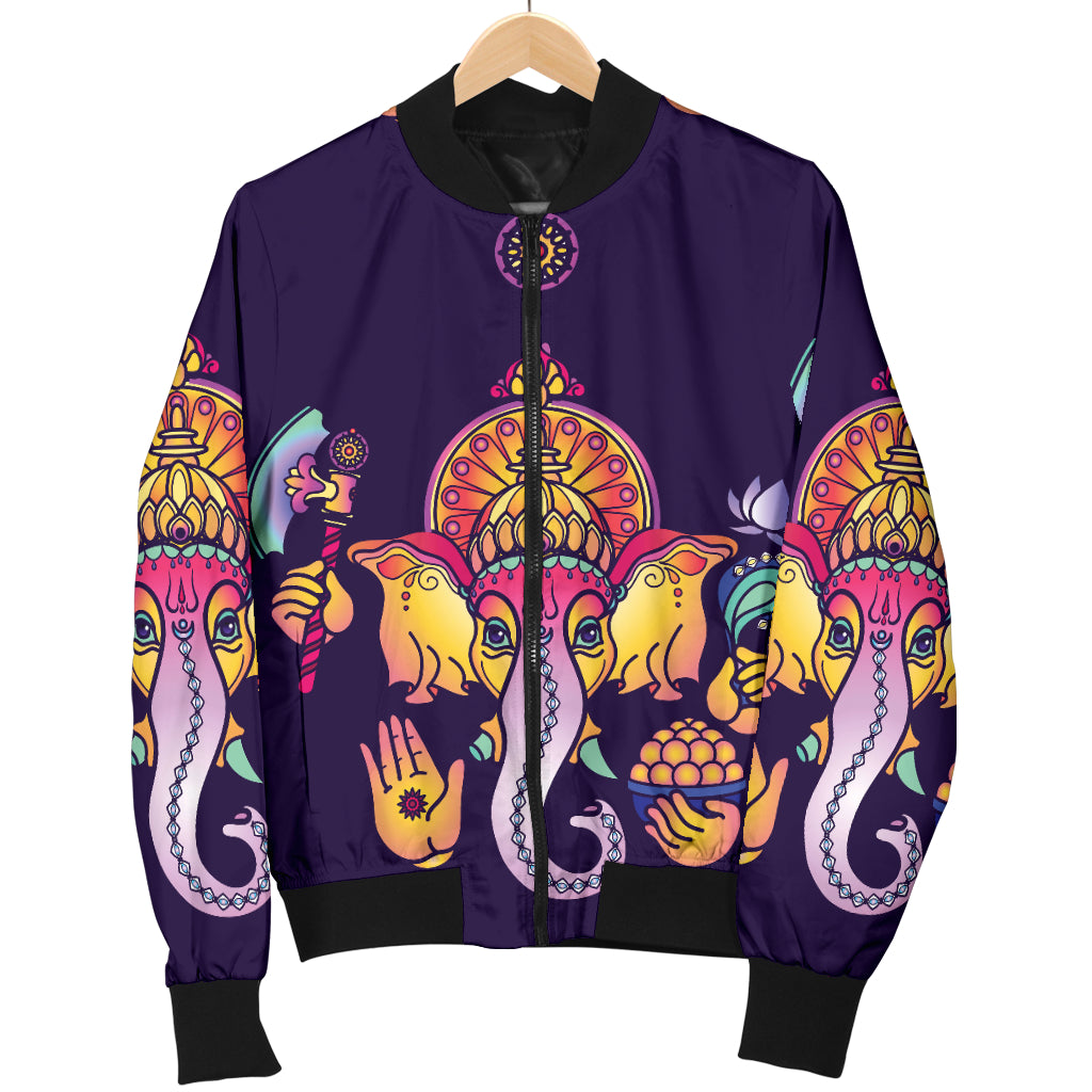 Ganesha Pattern Print Design 04 Women's Bomber Jacket