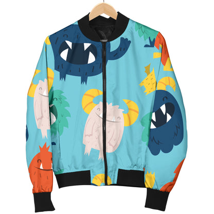 Monster Cartoon Pattern Print Design 03 Women's Bomber Jacket